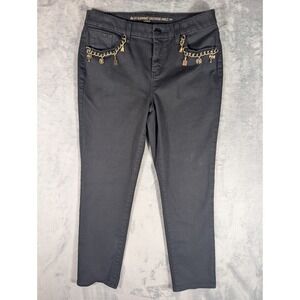 Chicos Womens Black So Slimming Girlfriend Ankle Jeans Gold‎ Chain 0.5 Size 6P
